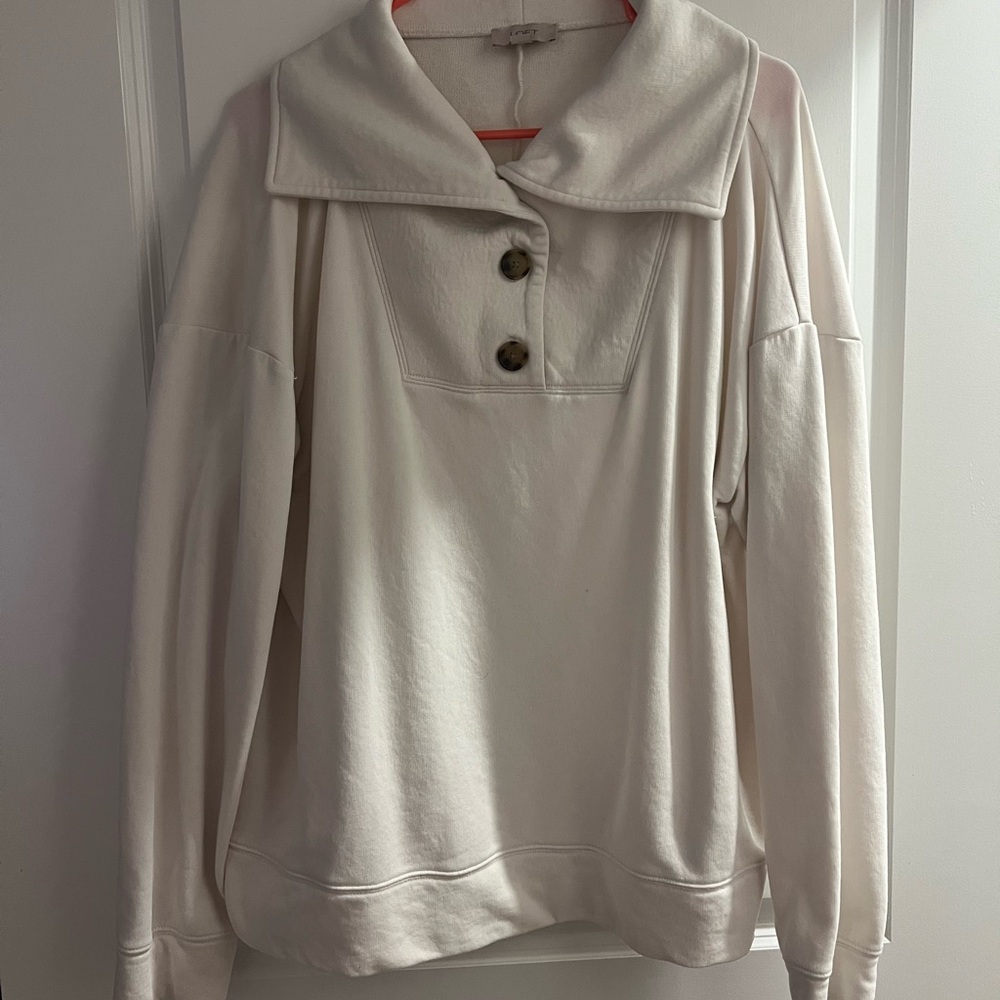 LOFT Off-White Button-Up Sweater